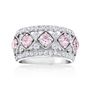 Ross-Simons 0.80 ct. t.w. CZ and .70 ct. t.w. Simulated Pink Sapphire Ring in Sterling Silver - 1 of 4