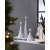 Hachikiko Set of 3 Silver Foil Christmas Trees with Star Toppers - 16", 12" & 8.8" White Resin Holiday Decor - 4 of 4