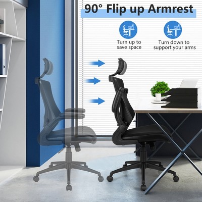 ErgoFlex Mesh and Leather Adjustable Office Chair with Swivel Base - Black