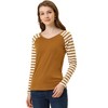INSPIRE CHIC Women's Striped V Neck Long Raglan Sleeve T-Shirts - 2 of 4