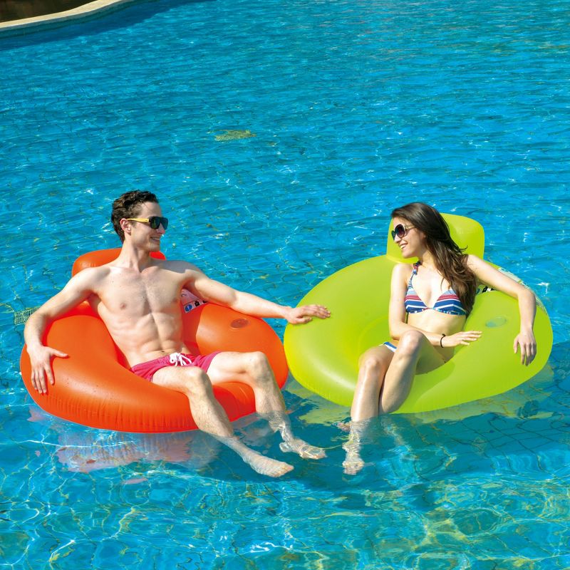 Pool Central 48" Inflatable 1-Person Swimming Pool Inner Tube Lounger Float - Orange, 3 of 7