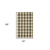 Charcoal Khaki And Ivory Wool Plaid Hand Tufted Area Rug - 3 of 4