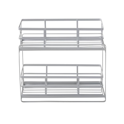 White Steel 2-Tier Sliding Basket Organizer