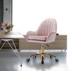 TiramisuBest Pink Velvet Office Chair with Wheels, Arms & Gold Base, 360¡ã Mobility, Height Adjustable - 2 of 4