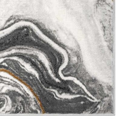 Gray Marble Abstract Pattern 8' x 10' Synthetic Area Rug