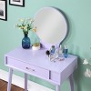 Vanity Desk Contemporary with Round Mirror and Storage Drawer for Bedroom 32.28in Wide-3irtyhousy - 3 of 4