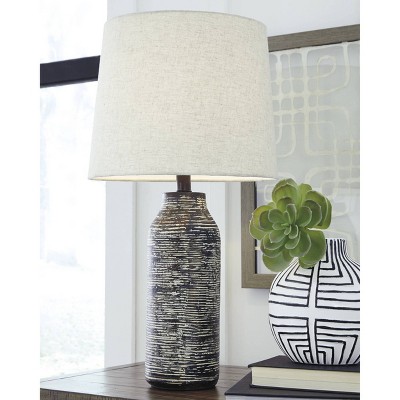 Set of 2 Black and White Paper Table Lamps with 3-Way Switch