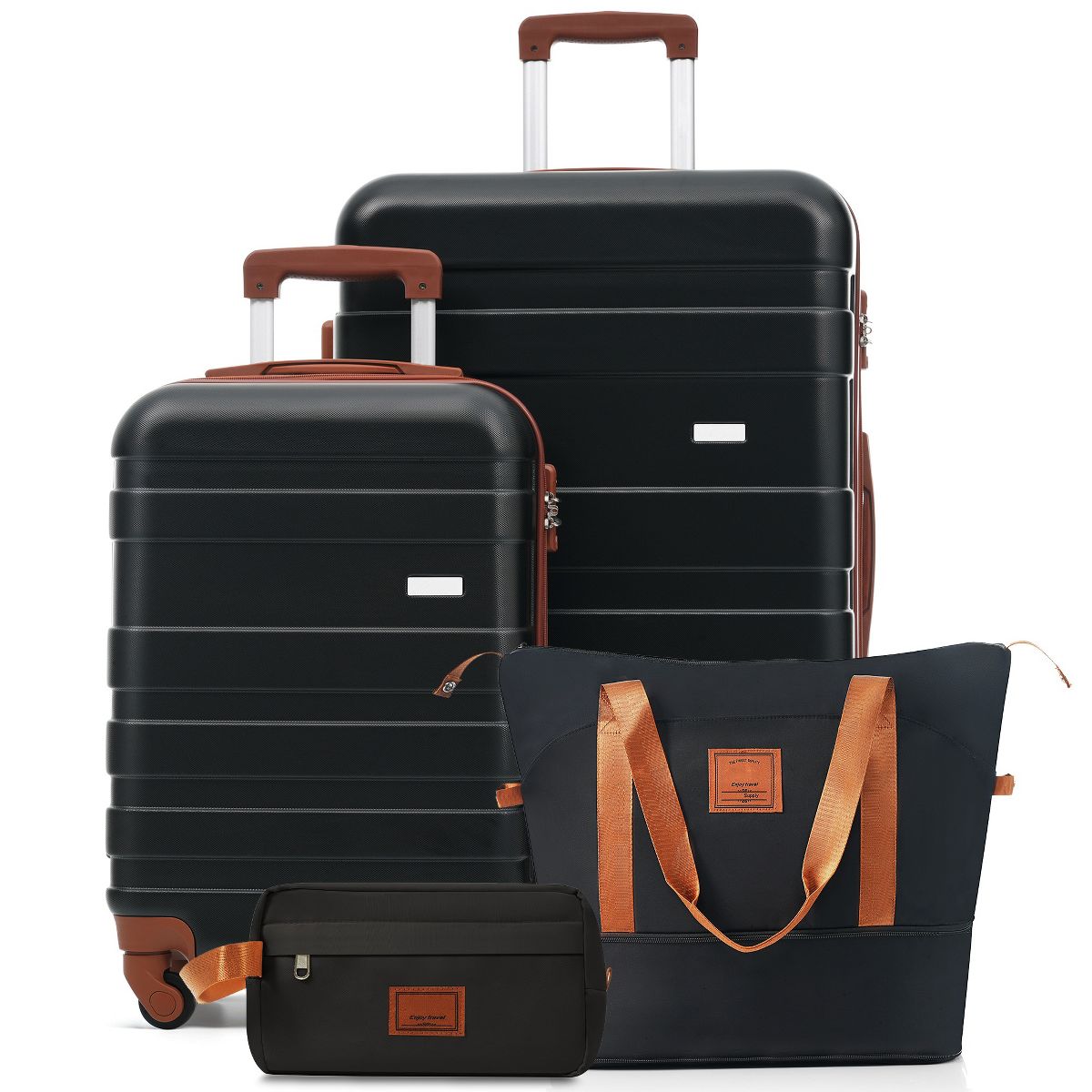 Polibi Luggage Set 4 Piece, 20 Inch Carry-On and 28 Inch Checked Suitcase, a Travel Duffle Bag, Wet-Dry Toiletry Bag