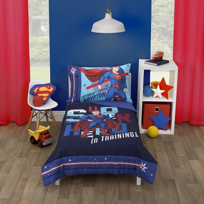 4pc Toddler Superman Super Hero in Training Bed Set