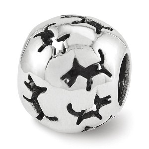 Black Bow Jewelry Sterling Silver Cutout Dog Silhouette Bead Charm - 1 of 3