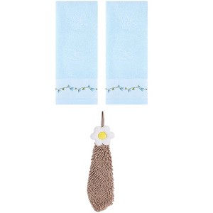 REGALWOVEN 3 Pcs Floral Soft Absorbent Hand Towel for Bathroom Kitchen - 1 of 4