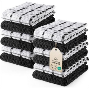 12-Pack Kitchen Towels, Ring Spun Cotton Super Soft and Absorbent Linen Dish and Tea Towels, 15x25 Inches - 1 of 4