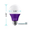Luxrite A19 LED Purple Bulbs, 60W Equivalent, Non-Dimmable, UL Listed, Indoor Outdoor, Porch, Christmas, Decoration, E26 Standard Base 2 Pack - 4 of 4