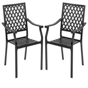 23"Set of 2 Patio Dining Chairs with Curved Armrests and Reinforced Steel Frame - 1 of 4