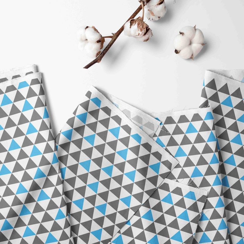 Bacati - Woodlands Gray/Aqua Triangles Boys Cotton Crib/Toddler Boys Cotton Crib Skirt, 2 of 6