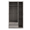 YOOCOZZ Modern 3-Door Freestanding Wardrobe with Lockable Top Drawer, Full-Length Mirror and Top Cabinets - Gray - 4 of 4