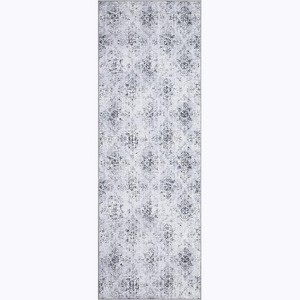 Acekool Washable Bedroom Area Rug, Non Slip, Low Pile, Boho Floral, Soft Lightweight Carpet for Bedside - 1 of 4