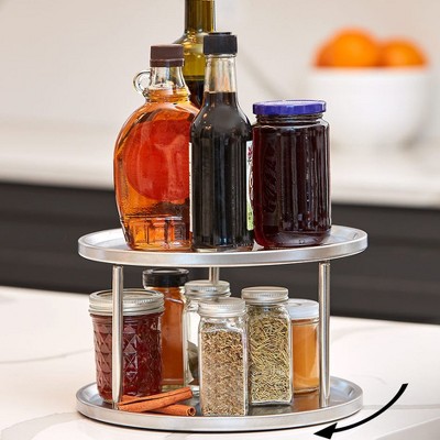 Stainless Steel 2-Tier Revolving Kitchen Organizer