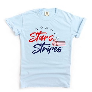 Simply Sage Market Women's Stars and Stripes Short Sleeve Garment Dyed Tee - 1 of 4