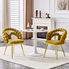 ORRD Set of 2 Velvet Dining Chairs with Gold Legs, Modern Upholstered Accent Chairs with Tufted Back for Dining Room Kitchen，Yellow - 2 of 4