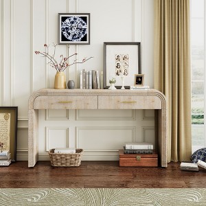 NicBex Unique Retro Entryway Table Console Table with Open Style Side Table with 2 Top Drawers for Entrance, Living Room, Natural Wood Wash - 1 of 4