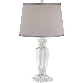 Vienna Full Spectrum Traditional Table Lamp 25" High Crystal Body Gray Tapered Drum Shade for Living Room Bedroom Bedside Nightstand Family