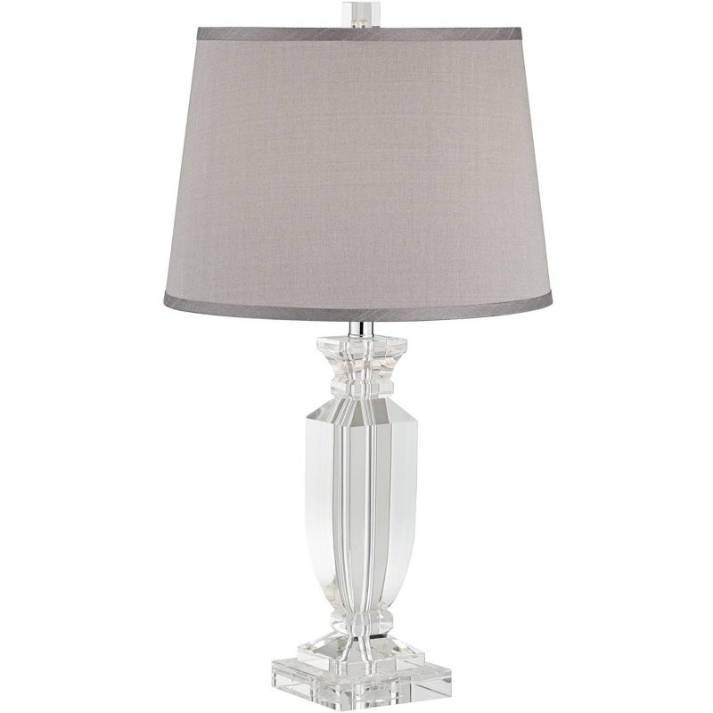 Vienna Full Spectrum Traditional Table Lamp 25" High Crystal Body Gray Tapered Drum Shade for Living Room Bedroom Bedside Nightstand Family, 1 of 10