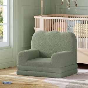 GustoWave Kids Couch, 2-in-1 Toddler Couch Fold Out, Convertible Sofa to Lounger with Wave Design, Foam Kids Chair - 1 of 4