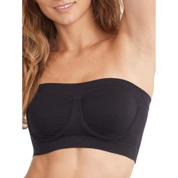 Qunson Women's Strapless Stretch Layer Seamless Tube Bra Bandeau Top  (Black) at  Women's Clothing store