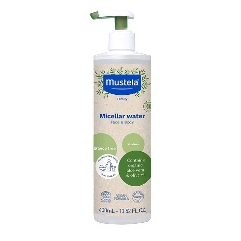 Mustela Baby Cleansing Water, No-Rinse Micellar Water with Natural Avocado  & Aloe Vera for Baby's Face, Body & Diaper 25.35 fl oz, 2-pack