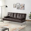 Yaheetech Convertible Faux Leather Sofa Bed Futon With Armrest-espresso ...