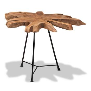 Merci End Table with Teak Tree Trunk Tabletop Natural/Brown - bali & pari