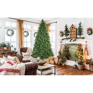 Racxily 7.5ft Artificial Christmas Tree:Pre-Lit (560 Lights) & Pre-Decorated (Frosted Pine,Cones, Berries),Perfect for Home/Office/Holiday Parties - 1 of 4
