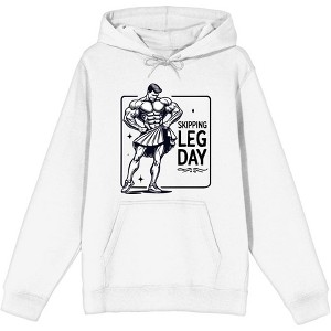 Body Builder "Skipping Leg Day" Adult Long Sleeve Hoodie - 1 of 2