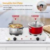 iNova"2000W Double Electric Burner Portable Stove with 5 Gear Temperature Control for Kitchen Cooking"White - 3 of 4