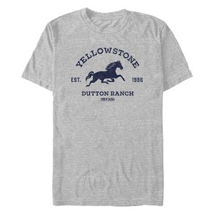 Men's Yellowstone Blue Horse Dutton Ranch Montana Est. 1886 T-Shirt - 1 of 3