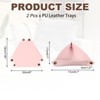 Unique Bargains PU Leather Anti-Slip Triangle Key Jewelry Valet Tray 6.7" x 6.7" 2 Pcs Pink - 2 of 4