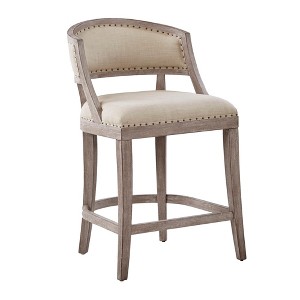 LIVN CO. Chic Natural/Beige Reclaimed Wood Counter Stool - 1 of 4
