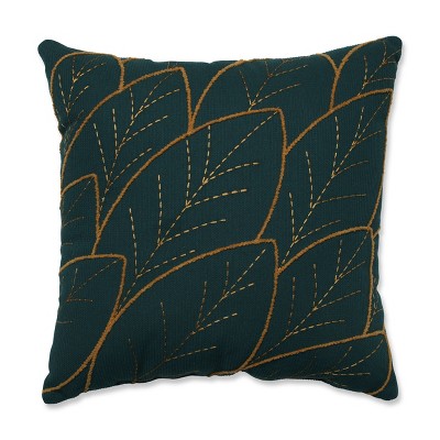 Abstract Leaf Square Throw Pillow Teal - Pillow Perfect