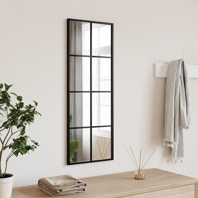 vidaXL Wall Mirror Black Glass 11.8 x 31.5 in Wall mounting