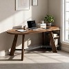 SAINTCY 70.86" Oval Computer Desk, Industrial Brown Large Wood Metal Office Desk, Modern Study Gaming Writing Table for Study, Home Office - 2 of 4