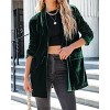 Womens Velvet Blazer Long Sleeve Open Front Blazer Jacket with Pocket Dark Green S - 3 of 3