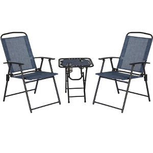 Trappers Peak 3-Piece Folding Outdoor Patio Chairs and Table, Blue - 1 of 4