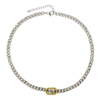 Slate by Rebl Two-Tone Cuban Chain Necklace 18K Gold Plated & Stainless Steel