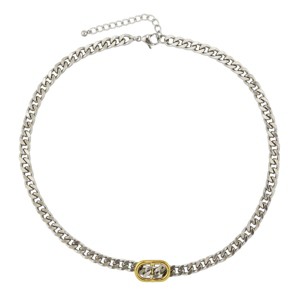 Slate by Rebl Two-Tone Cuban Chain Necklace 18K Gold Plated & Stainless Steel - 1 of 1