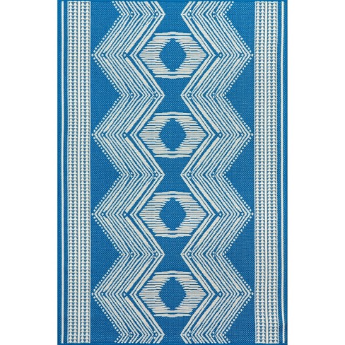 Nuloom 7x9 Outdoor/indoor Ranya Bohmeian Area Rug, Aqua, Geometric ...