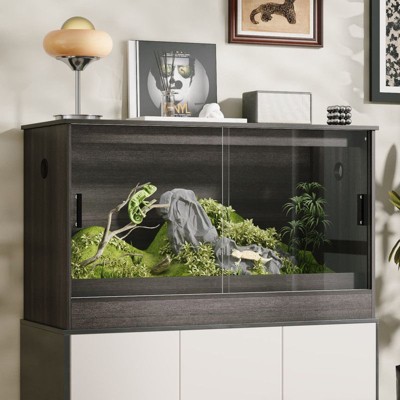Famapy 68 Gallon Small Pet Habitat,Reptile Terrarium Cabinet with Ventilation,Cage Tank with Glass Door,for Amphibian,Hamster/Lizards/Geckos/Snakes