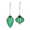 Green Ribbed Crackle Glass Ornament (Set of 6) - 3 of 3