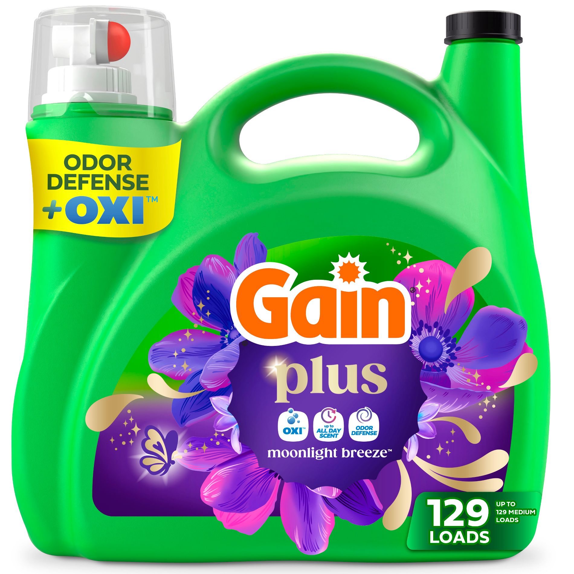 Gain Moonlight Breeze Plus Liquid Laundry Detergents 129 Loads - 170oz: Plastic Bottle, Paraben-Free, Deep Cleaning