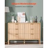 VEVOR 6 Fluted Drawer Dresser, Wooden Chest of Drawers with Sliding & Anti-tip Device, Modern Minimalist Dresser Chest, Beige - 3 of 4